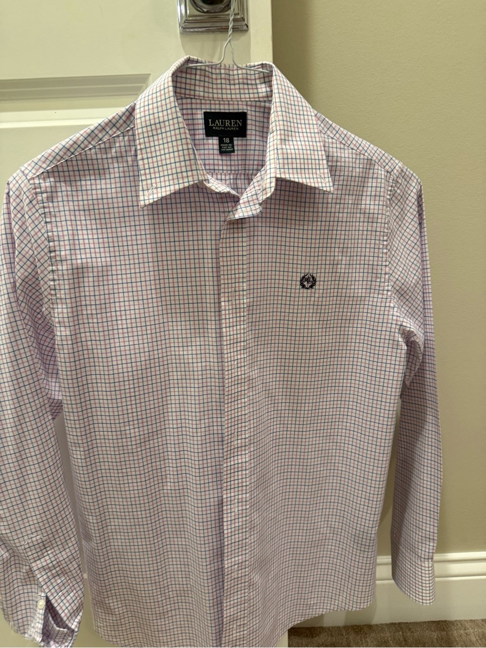 Lauren Ralph Lauren Men’s Pink and Blue Windowpane Dress Shirt